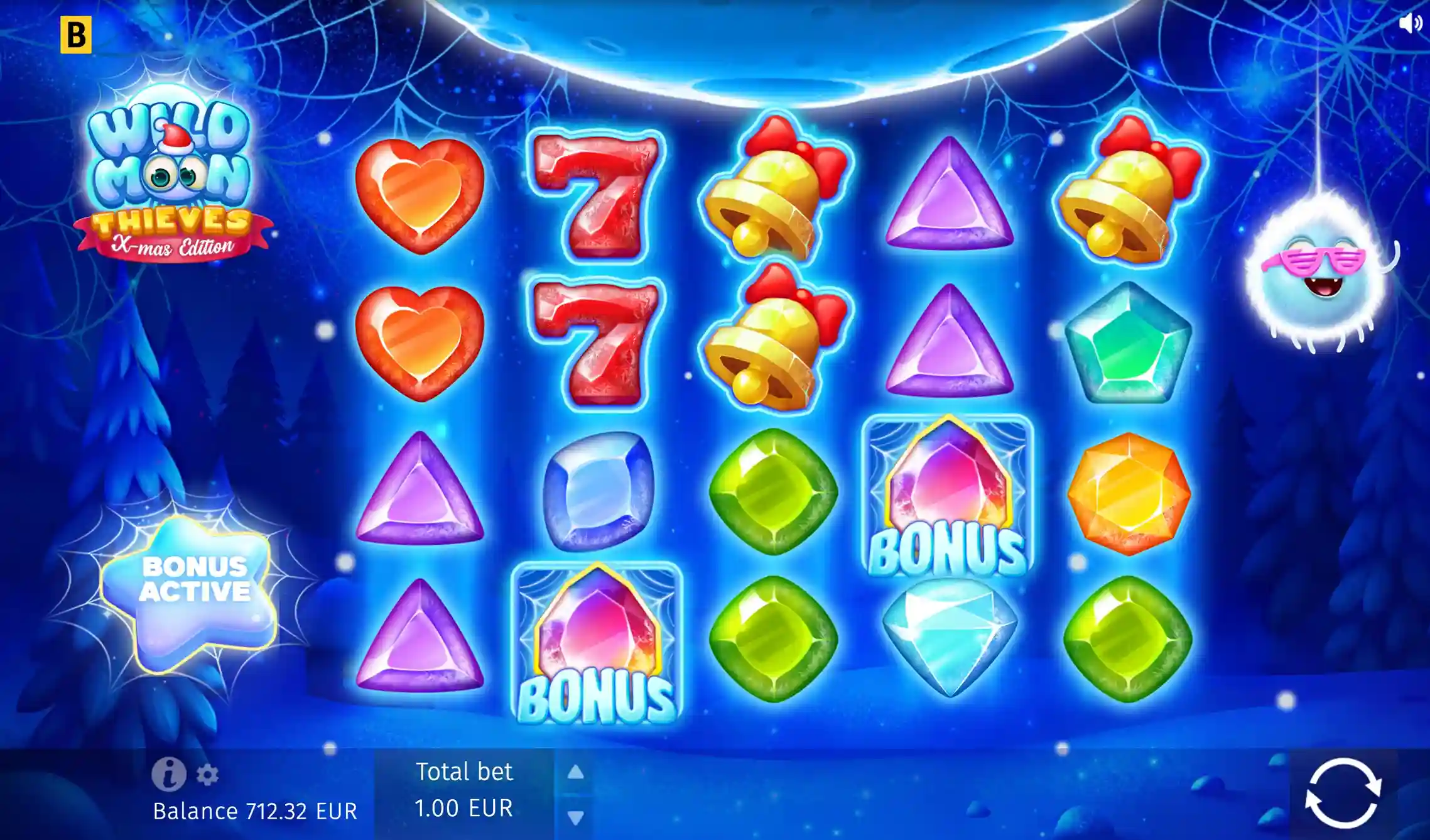 Slot mit fixierten Walzen und Symbolen in einer antiken Tempelatmosphäre